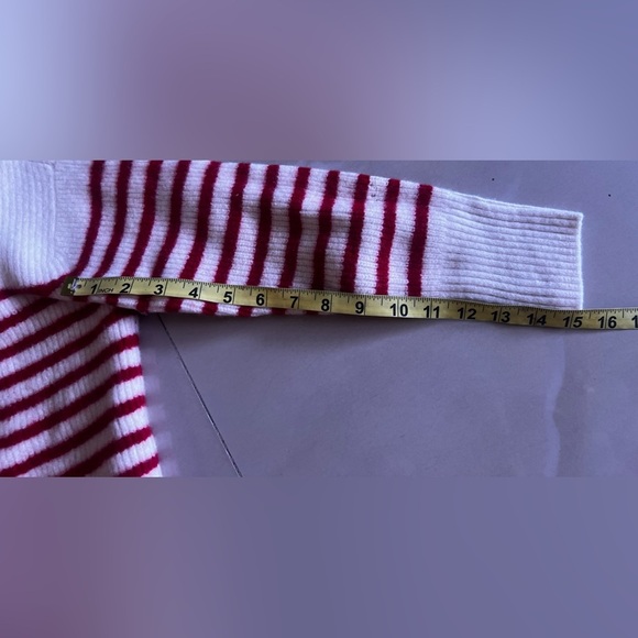 ZARA Turtleneck Ribbed Knit Wool Sweater Striped Red size S - Picture 13 of 16